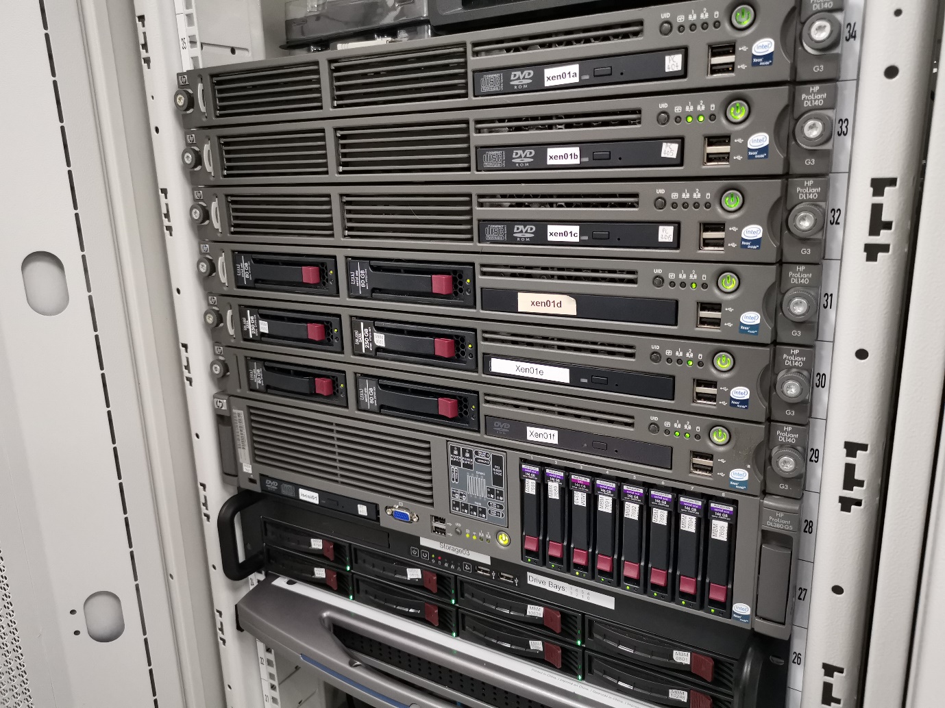 XenServer-based six node virtualisation cluster using (mostly) HP ProLiant hardware.